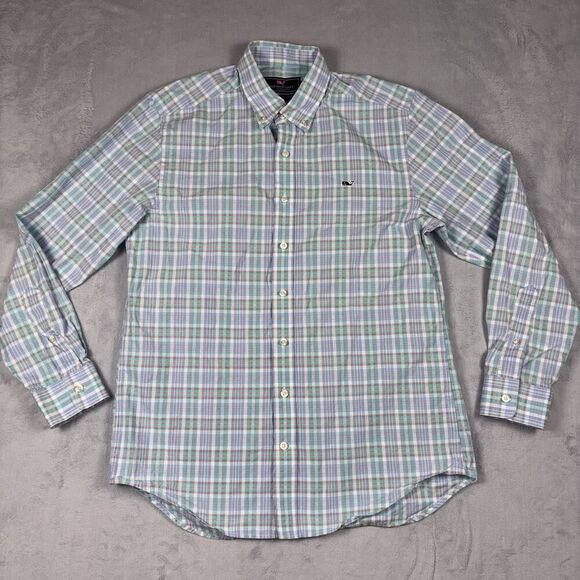 Vineyard Vines Slim Fit Whale Shirt Mens M Tartan Plaid Button Up Long Sleeve - Picture 2 of 7